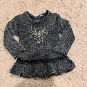 Gray Long Sleeve top with Heart Design
